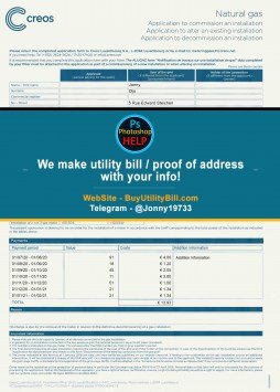 Luxembourg Gas Fake Utility Bill Creos Fake Utility bill